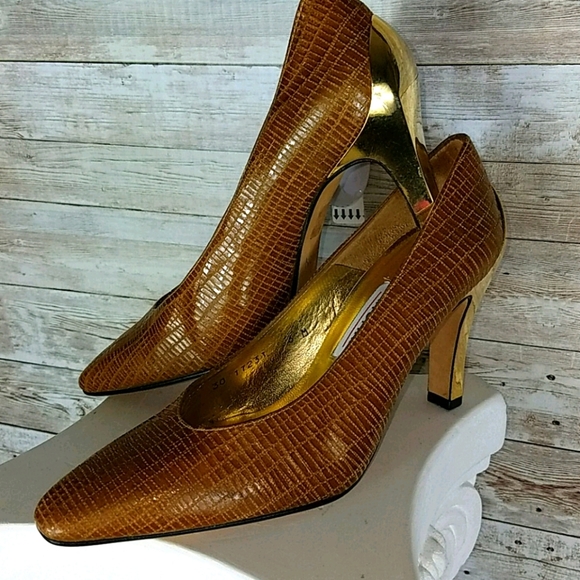 Timothy Hitsman, Camel with gold heels, very classy and elegant, Sz 6M - Picture 2 of 5